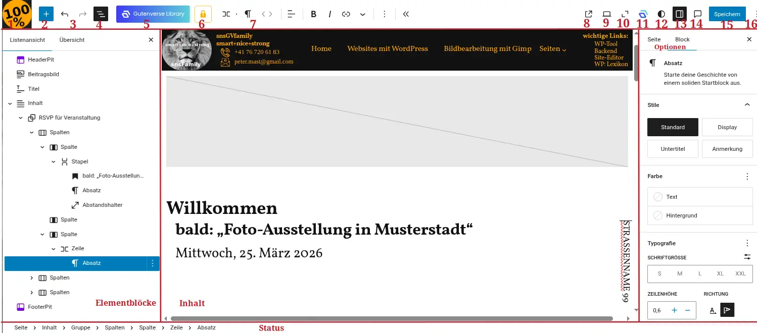 Website-Editor Editmodus