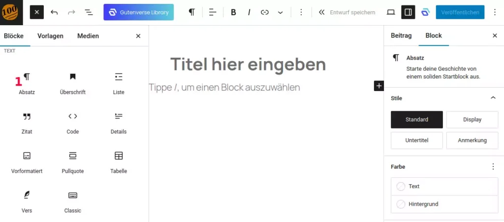 Wordpress Lexikon Block Absatz