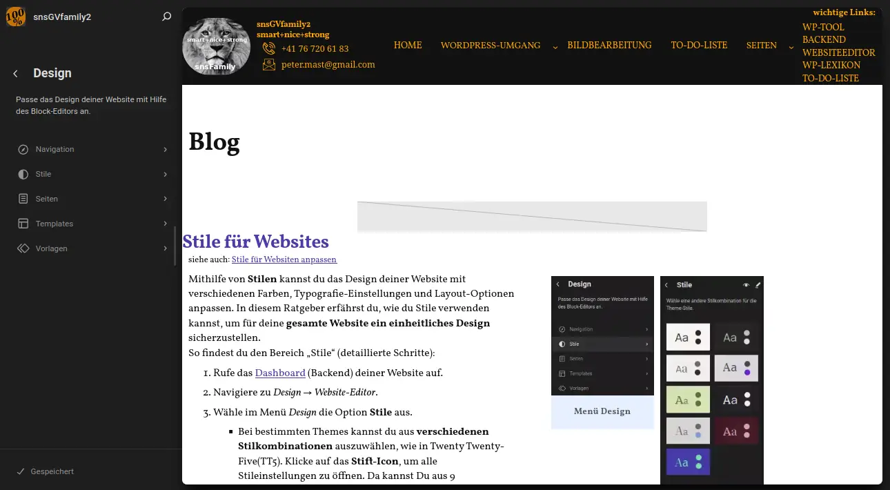 Website-Editor Browsemodus